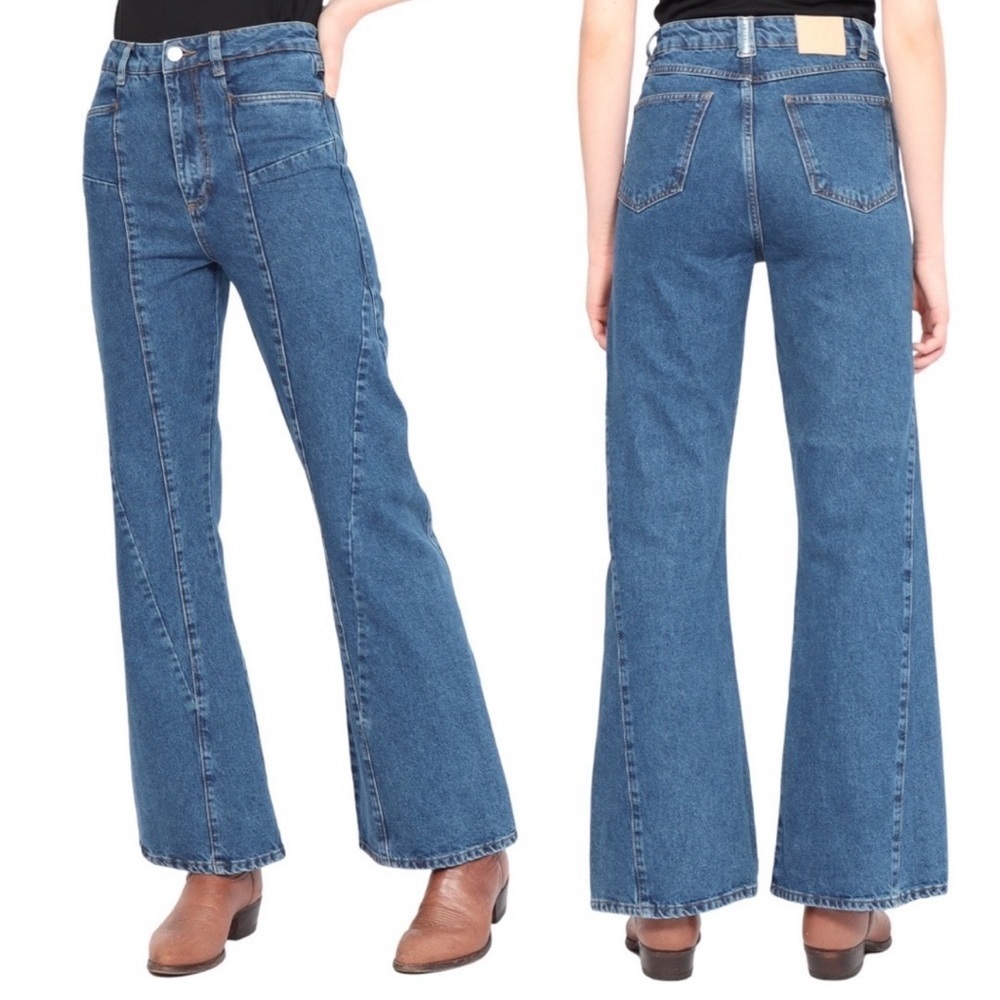 Amendi NEW Joni Mid Blue Flare High Rise Denim Jeans Size 27 - Picture 2 of 5